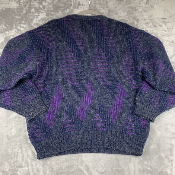 Jean Bernard Paris Knit Sweater Women's 16 Purple Gray Metallic Abstract (0594) - Picture 7 of 10